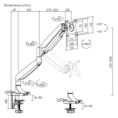 Spacetronik SPAS110B schwarzer Monitorhalter