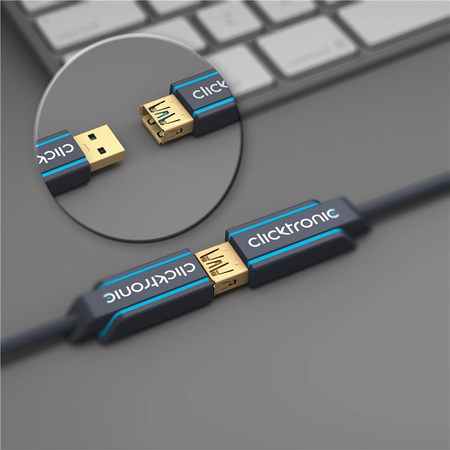 CLICKTRONIC USB 3.0 Buchse-Stecker Verlängerungskabel 18m