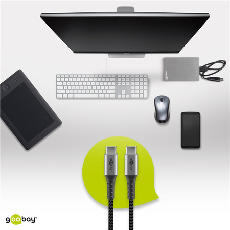 Kabel USB-C 2.0 0,48 Gb/s OPLOT TEKSTYLNY Goobay 1m