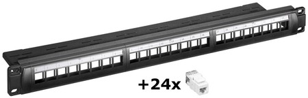 Panel Keystone 24-portowy + 24 CAT 6 UTP Goobay