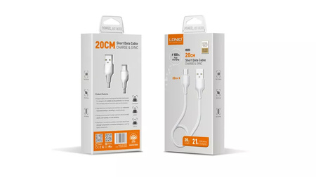USB-A - Micro-USB Kabel LDNIO 20cm weiß LS540M