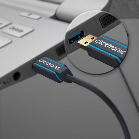 CLICKTRONIC USB 3.0 Buchse-Stecker Verlängerungskabel 3m