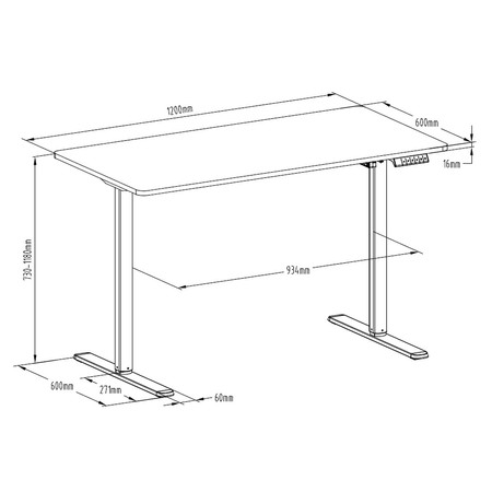 Spacetronik Moris 121BG 120x60 elektrischer Schreibtisch