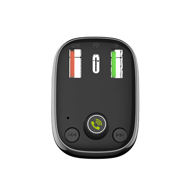 Szybka ładowarka samochodowa 36W Transmiter FM Bluetooth 5.0 LDNIO C704Q Czarna - zdjęcie 2