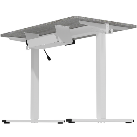 Spacetronik Moris 124WG 100x60 elektrischer Schreibtisch, graue Holzplatte, weißes Gestell