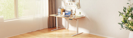 Spacetronik Moris elektrischer Schreibtisch SPE-O121 120x60, Gestell weiß, Platte helles Holz