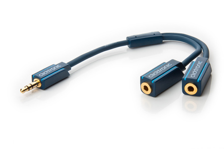 CLICKTRONIC Adapter wtyk Jack 3,5mm - 2x gniazdo Jack 3,5mm 10cm