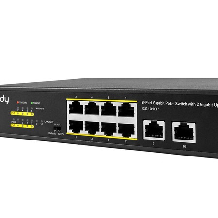 PoE+ SWITCH 10-port GS1010P 120W 1Gbps VLAN CCTV