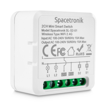 Mini switch światła włącznik przekaźnik Wi-Fi poczwórny Smart Life Tuya Spacetronik sterownik SL-S4-02 Black