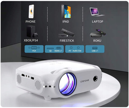 Projektor LED do Gier i Filmów Crenova XPE500 1280x720p czarny OUTLET
