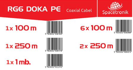 Kabel RG6 Spacetronik DOKA 4K Trishield 6x 100m żelowany