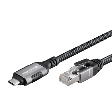 Karta sieciowa USB Gigabit, kabel adapter Ethernet USB-C do RJ45 Spacetronik, 2m