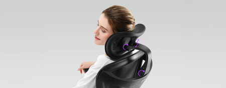 Krzesło do ergonomicznego biura 6D Spacetronik DORIS 40 szare z regulowanym zagłówkiem i podłokietnikami