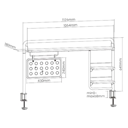 Spacetronik SPB-118BB Schreibtischverlängerung 120cm