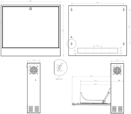 19'' 2U Rackmount-Gehäuse 350x130mm BLACK vertikal