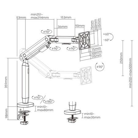 Spacetronik SPAI110 Monitor Gegengewicht Halterung