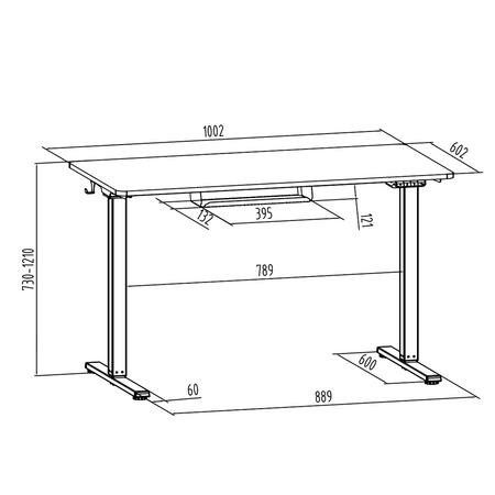 Spacetronik Moris 124WG 100x60 elektrischer Schreibtisch, graue Holzplatte, weißes Gestell