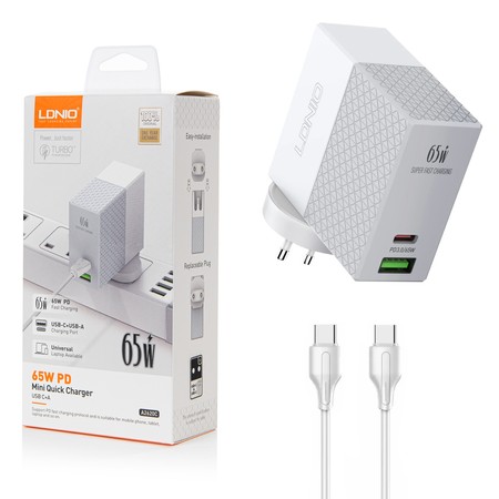 USB 65W PD QC3.0 2-Port-Ladegerät für Notebooks