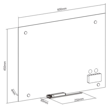 Magnetische Glaswandtafel SPB204 60x45