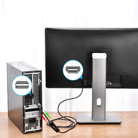 Adapter wtyk DisplayPort - gniazdo HDMI 4K Kabel w Oplocie SPD-H03