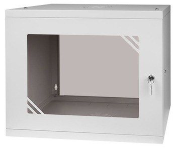 Szafa RACK 19'' 9U 450mm SZARA Szklane drzwi