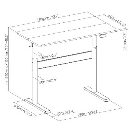 Spacetronik Moris 100BB 120x60 pneumatischer Schreibtisch