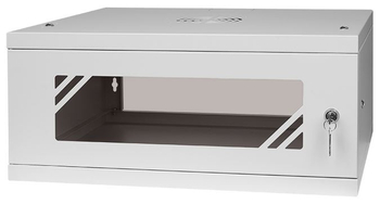 Szafa RACK 19'' 4U 350mm SZARA Szklane drzwi