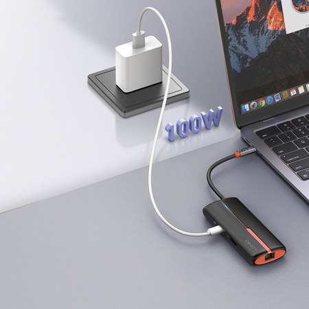 Adapter HUB 6w1 USB-C NA USB 3.0 HDMI PD RJ45 LDNIO DS26H Czarny