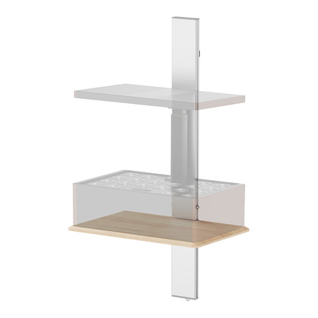 Regulowana półka ścienna srebrno-drewniana (dąb) Spacetronik SPGC21 stal 43cm