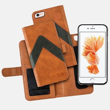 MOC Phone Wallet Klettverschluss Leder Geldbörse Braun