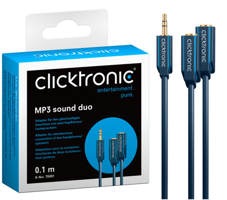 CLICKTRONIC Adapter wtyk Jack 3,5mm - 2x gniazdo Jack 3,5mm 10cm