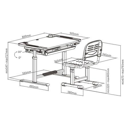 Schreibtisch und Stuhl für Kinder SPE-X121WG