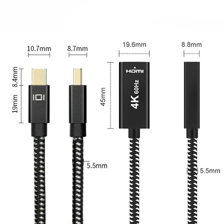 Adapter wtyk mini DisplayPort - gniazdo HDMI 4K Kabel w Oplocie SPMD-H03