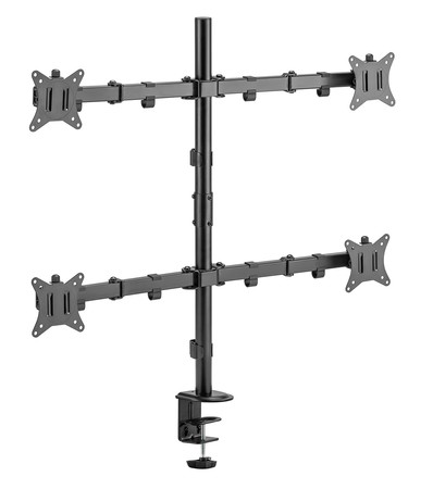 Spacetronik - Monitor-Halterung - Halterung für Vier Monitore - Bildschirm-Halterung verstellbar Links-rechts, Oben-unten - Diagonale 17 bis 32 Zoll - Höhenverstellbare Monitorerhöhung - VESA 75/100