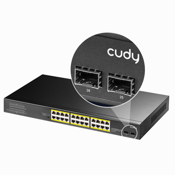 SWITCH PoE GS1028PS2 24x Gigabit 200W 2x SFP CCTV do 250m VLAN