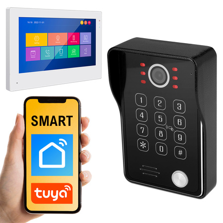 Domofon z kamerą WiFi tuya jednorodzinny RFiD Tuya TFT 7" Spacetronik SPDDST03BSPDMT703W
