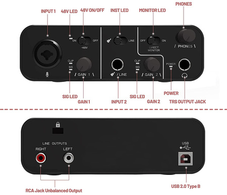 Interfejs audio USB-C do nagrywania dźwięku Spacetronik SPA-I01