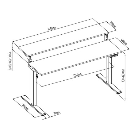 Spacetronik Moris 133WO 140x70 elektrischer Schreibtisch