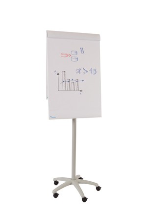 Höhenverstellbarer Ständer auf Rädern mit Whiteboard