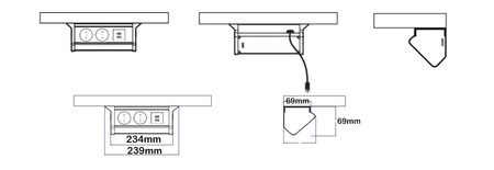 Gniazdo meblowe podblatowe Spacetronik SPS-U24B V2