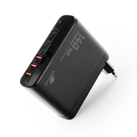Stacja ładująca GaN 140 W Spacetronik SR103, LED, 6 portów USB (3A3C), PD+QC3.0