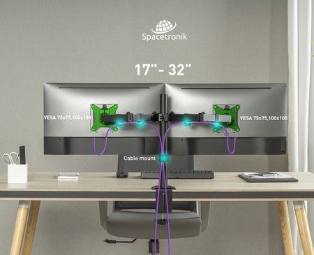 Halterung für zwei Monitore Spacetronik SPA-120