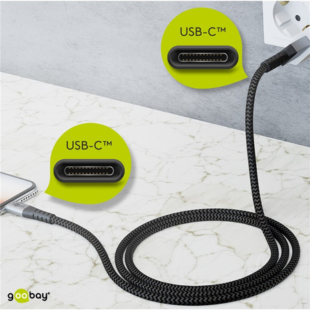 USB-C 2.0 480 Mbps Goobay Angular TEXTIL Kabel 05m