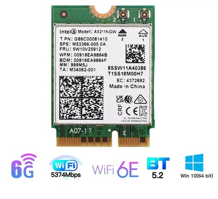 Netzwerkkarte AX211 WiFi 6e BT Intel Dual Band