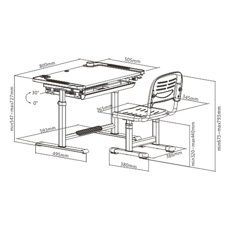 Schreibtisch und Stuhl für Kinder SPE-X121WA