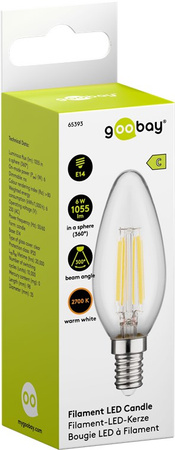 LED FILAMENT 6W E14 2700K Kerze Goobay C Birne