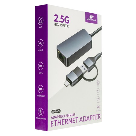 Externer Netzwerkadapter USB-C USB 3.2 auf LAN-Anschluss 2.5Gbps Spacetronik