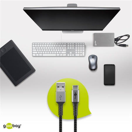 Kabel USB 2.0 - USB typu C USB-C OPLOT TEKSTYLNY Goobay 1m