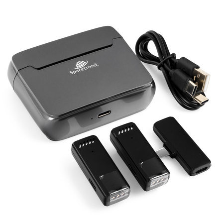 2x Bezprzewodowy mikrofon krawatowy z etui USB-C Spacetronik SPU-WM12C