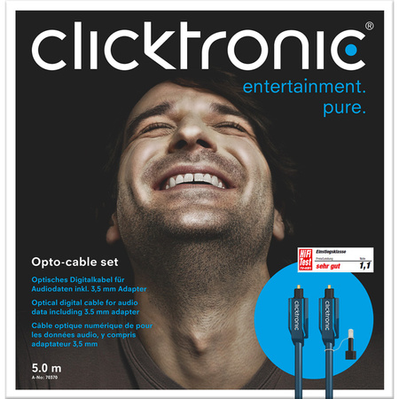CLICKTRONIC Toslink optisches Kabel + ad. Buchse 3m
